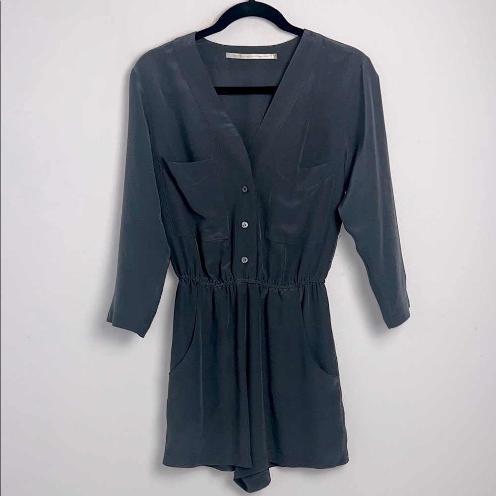 Twelfth Street By Cynthia Vincent Size 2/4 Gray Minimalist 100% Silk Romper